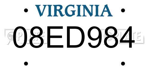 08ED984 Virginia License Plate
