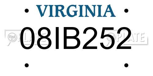 08IB252 Virginia License Plate