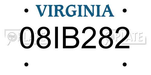 08IB282 Virginia License Plate