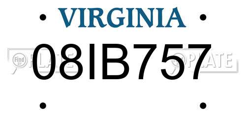 08IB757 Virginia License Plate