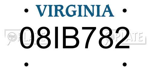 08IB782 Virginia License Plate