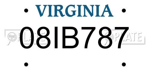 08IB787 Virginia License Plate