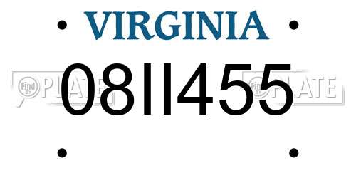 08II455 Virginia License Plate