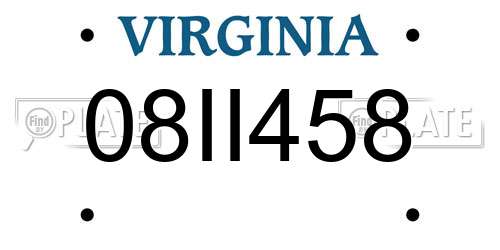 08II458 Virginia License Plate