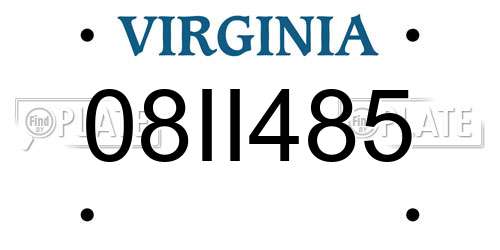 08II485 Virginia License Plate