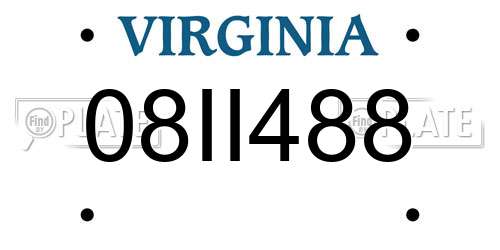 08II488 Virginia License Plate