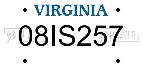 08IS257 Virginia License Plate