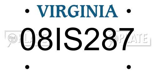 08IS287 Virginia License Plate