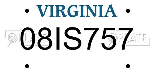08IS757 Virginia License Plate