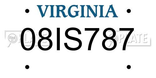 08IS787 Virginia License Plate