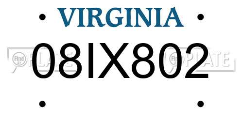 08IX802 Virginia License Plate