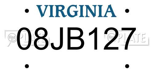 08JB127 Virginia License Plate