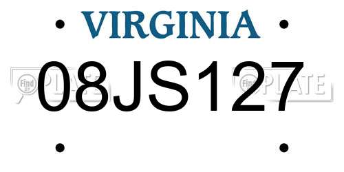 08JS127 Virginia License Plate
