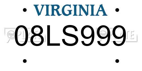 08LS999 Virginia License Plate