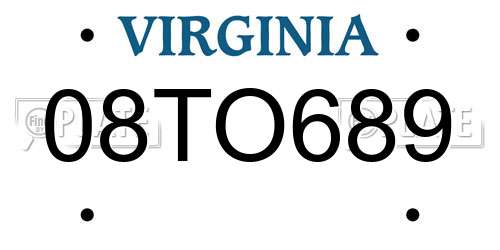 08TO689 Virginia License Plate