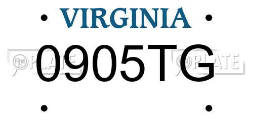 0905TG Virginia License Plate