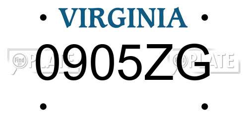 0905ZG Virginia License Plate