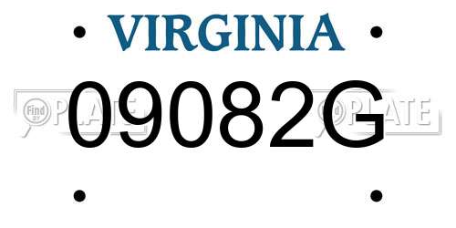 09082G Virginia License Plate