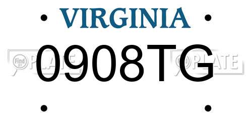 0908TG Virginia License Plate