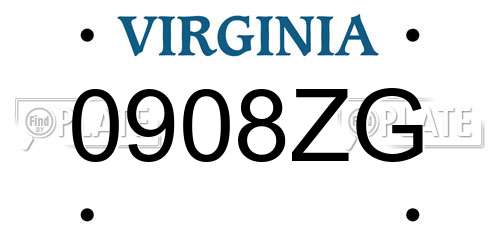 0908ZG Virginia License Plate