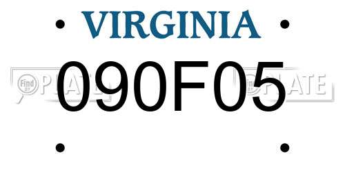 090F05 Virginia License Plate