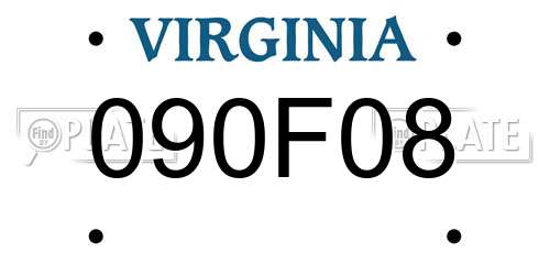 090F08 Virginia License Plate