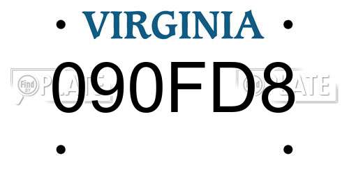 090FD8 Virginia License Plate