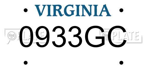 0933GC Virginia License Plate