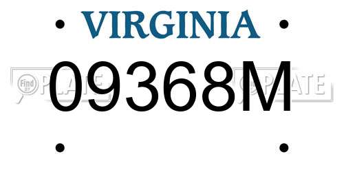 09368M Virginia License Plate