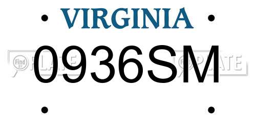 0936SM Virginia License Plate