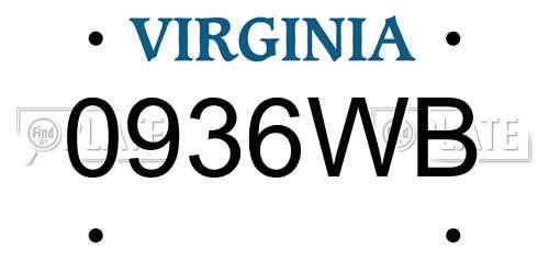 0936WB Virginia License Plate