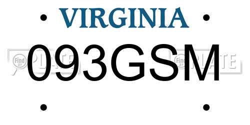093GSM Virginia License Plate