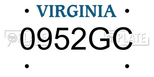 0952GC Virginia License Plate