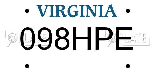 098HPE Virginia License Plate
