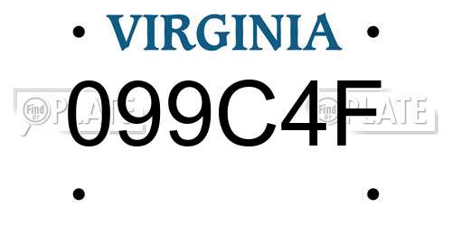 099C4F Virginia License Plate