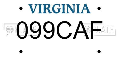 099CAF Virginia License Plate