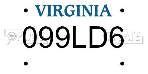 099LD6 Virginia License Plate