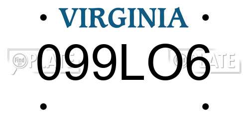 099LO6 Virginia License Plate