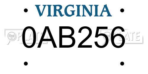 0AB256 Virginia License Plate