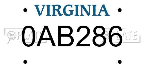 0AB286 Virginia License Plate