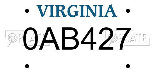 0AB427 Virginia License Plate
