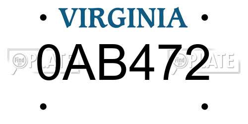 0AB472 Virginia License Plate