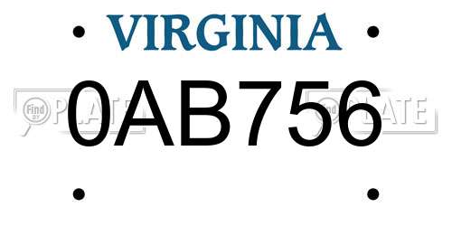 0AB756 Virginia License Plate