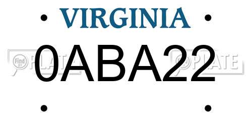 0ABA22 Virginia License Plate