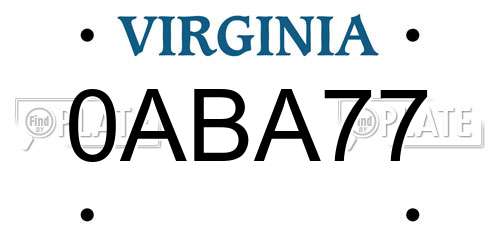 0ABA77 Virginia License Plate