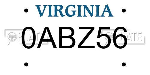 0ABZ56 Virginia License Plate