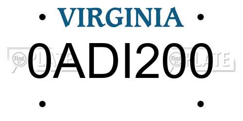 0ADI200 Virginia License Plate