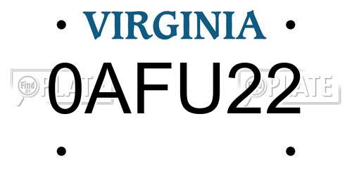 0AFU22 Virginia License Plate