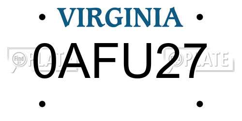 0AFU27 Virginia License Plate