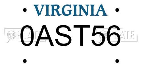 0AST56 Virginia License Plate